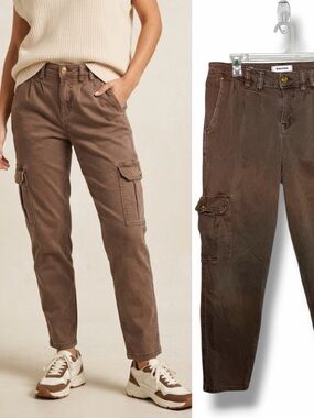 Vigoss Slim Straight Cargo Pants Size 29 Brown Utility Stretch